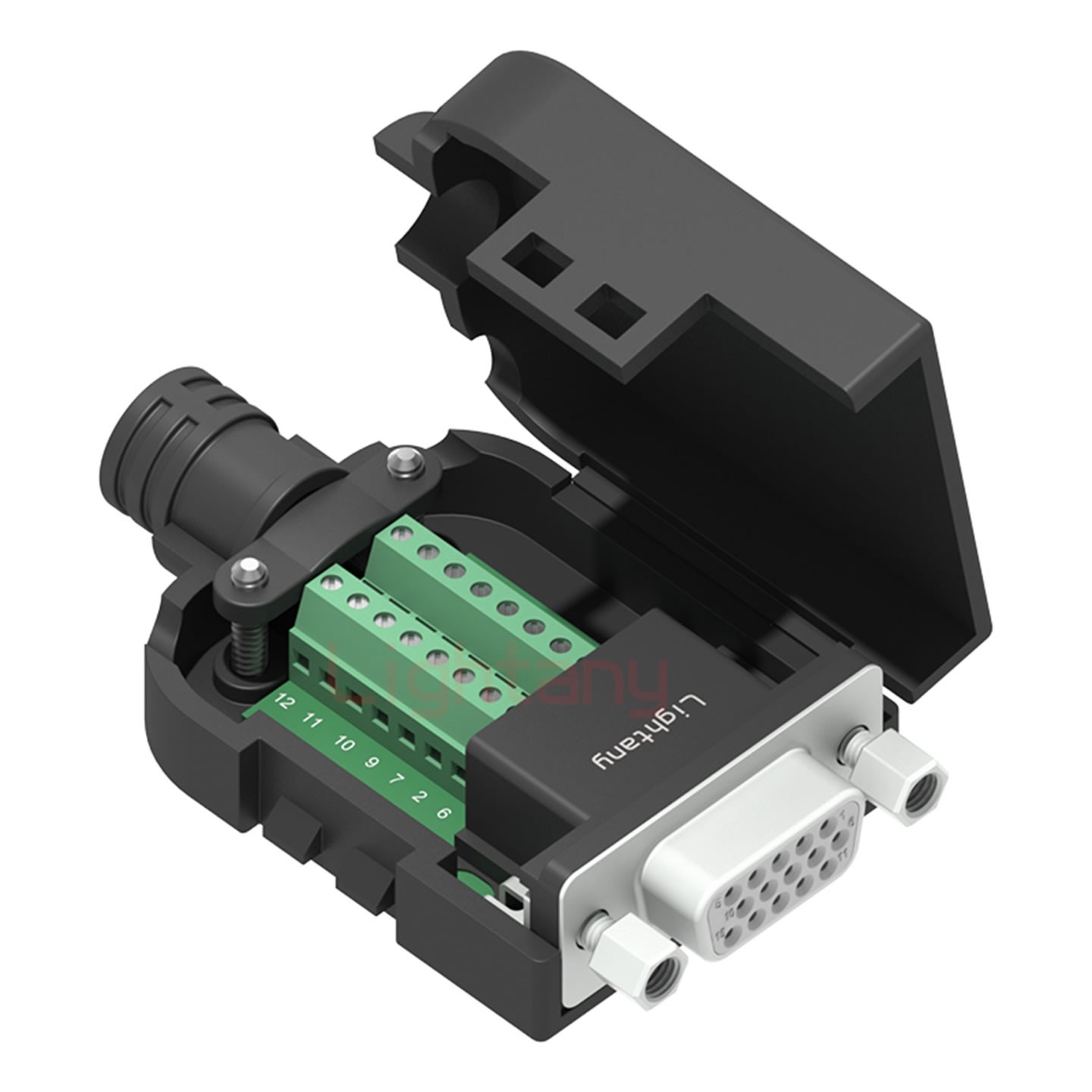 HDB15 母 配螺母 黑膠芯沖針